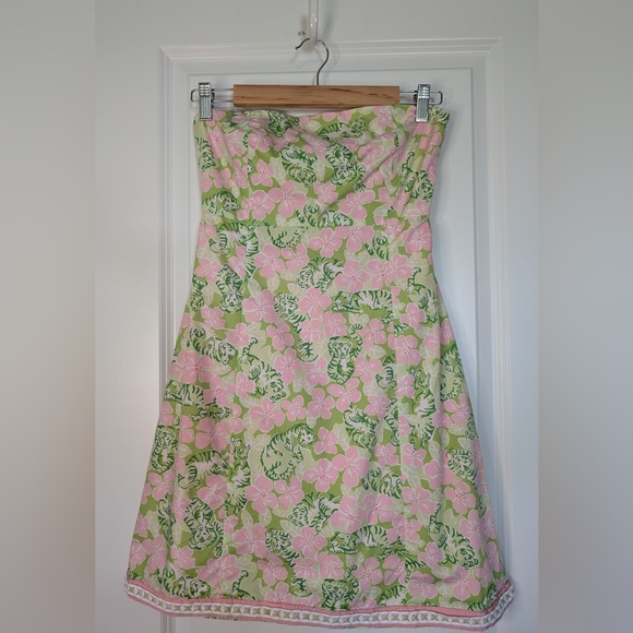 Lilly Pulitzer Dresses & Skirts - Vintage Lilly Pultizer Sabrina Tiger Floral Strapless Dress Size 4